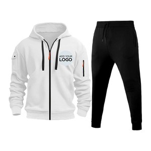 Survêtements pour hommes Ensembles de survêtements 2 pièces Pantalons de survêtement à capuche avec fermeture éclair complète pour hommes Tenue de jogging de sport décontractée - Product Image 4
