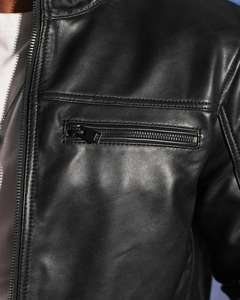 Chaqueta con cremallera para hombre con logotipo personalizado de diferentes estilos Diseño profesional según la demanda personalizada Chaqueta de cuero para hombre - Product Image 4