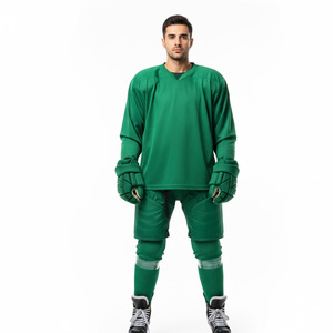 ชุดยูนิฟอร์มฮอกกี้น้ำแข็งสำหรับผู้ชายแบบมืออาชีพ ชุดทีมแบบกำหนดเอง โรงงาน OEM ออกแบบโลโก้ตามสั่ง ผ้าโพลีเอสเตอร์ 100% แห้งเร็ว ระบายอากาศได้ดี - Product Image 1