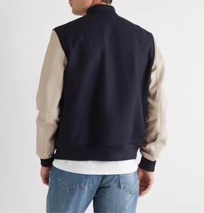 แจ็กเก็ตเบสบอลแขนเสื้อหนังสำหรับผู้ชายแจ็คเก็ตนักเบสบอลผ้าวูลตัวอักษรออกแบบได้ตามต้องการ - Product Image 2