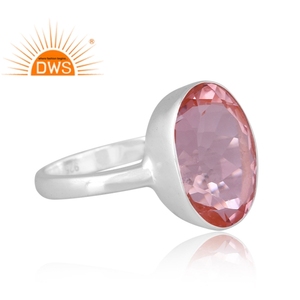 Latest Trending Fine Sterling Silver Doublet Morganite <b>Quartz</b> Gemstone Stackable <b>Ring</b> Custom Jewelry Manufacturer - Product Image 3