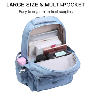 Sac à dos scolaire décontracté de style moderne, imperméable, avec fermeture éclair, coutures durables, grande capacité, ceinture à coussin d'air pour livres et ordinateur portable - Product Image 5