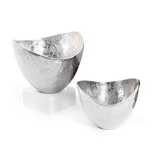 Bol en métal au design tendance, aspect haut de gamme, bol rond en métal argenté pour servir les aliments, les fruits, les dattes, utilisation au restaurant - Product Image 4