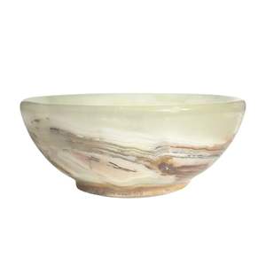 Frutero de Ónix Beige Claro Tallado, Bandeja Redonda Hecha a Mano con Piedra Natural, Decoración de Mesa Minimalista y Lujosa Pulida - Product Image 2