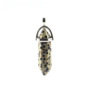 925 Sterling Silver Double Side Point Hexagon <b>Amethyst</b> <b>Pendant</b> Dalmatian Jasper Gemstone Classic Wholesale Jewelry Making - Product Image 1