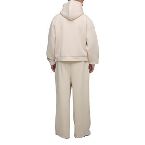 Sweat-shirts en molleton français en gros, 100% coton, haute qualité, grammage lourd, hiver, logo personnalisé, beige uni, streetwear pour hommes - Product Image 6