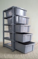 Étagère de rangement modulaire en plastique robuste et écologique à 3-5 niveaux, conception détachable pour chaussures, vêtements, garage - Style américain