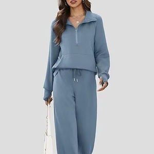 Conjunto Deportivo Informal para Mujer, Lavado Ácido, Transpirable, de Secado Rápido, de Forro Polar, para Viajes de Invierno, Estilo Moderno, de Dos Piezas - Product Image 1