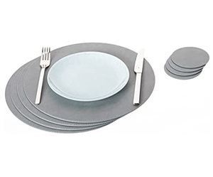 Manteles individuales de cuero real para mesa de comedor, juego de alfombrillas de placa redonda de buena calidad a precio mayorista - Product Image 3