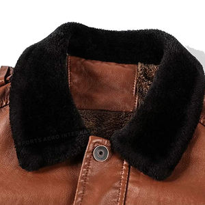 Veste d'hiver de qualité supérieure pour hommes en cuir de vachette marron vintage avec doublure en fourrure enduit de PU style moto à la mode - Product Image 4