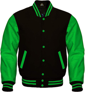 Chaqueta de béisbol de alta calidad para hombre, cuerpo de lana, Mangas de cuero, diseño universitario liso, chaqueta de béisbol para hombre - Product Image 4