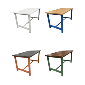 Mesa de cafetería con tablero Werzalit y estructura metálica, mesa de comedor duradera, mobiliario comercial para uso escolar y en fábricas. - Product Image 1