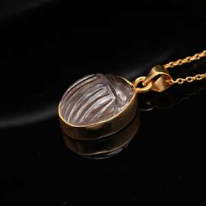 Colgante de escarabajo de cuarzo de cristal transparente Natural, Plata de ley hecha a mano, piedras preciosas curativas, regalo de joyería para mujer - Product Image 5