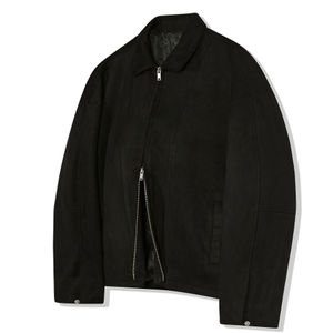 Veste en cuir véritable pour homme, best-seller, avec col montant, fermeture éclair, tissu en toile, logo sur le devant, respirante et écologique - Product Image 4