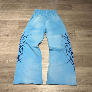 Pantalons de survêtement personnalisés lavés pour homme, vintage, épais, évasés, en molleton français 460 g/m², OEM, vierges, amples, imprimés, cargo - Product Image 6