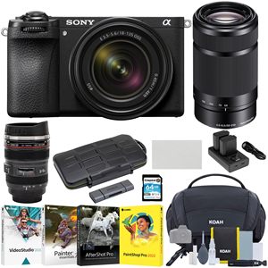 Appareil photo hybride sans miroir APS-C à objectifs interchangeables avec un ensemble d'objectifs 16-50 mm et 55-210 mm, carte mémoire 64 Go, logiciel de retouche photo - Product Image 6