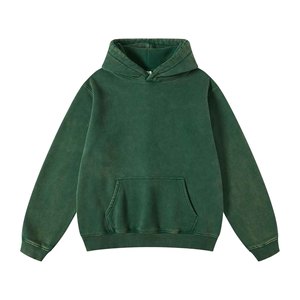 Sweat-shirt à capuche surdimensionné pour homme, vert uni, en coton French Terry, décontracté, avec poche, pour l'automne - Product Image 1