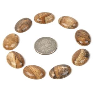 Cabochon plat en jaspe naturel brun ovale de 25 mm - Product Image 1