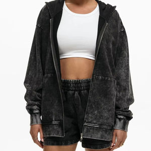 Sweat à capuche en toile sur mesure pour femmes avec logo avant d'hiver respirant écologique noir - Product Image 1