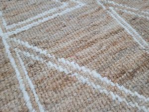 Ensembles de tapis de jute brodés de taille personnalisée de luxe tapis de laine naturelle faits à la main durables pour la qualité d'exportation de salon - Product Image 2