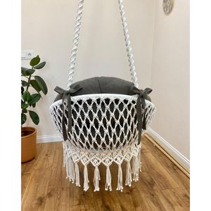 Silla Colgante de Macramé Estilo Bohemio para Interiores y Exteriores, Asiento Colgante Cómodo para Jardín, Patio y Sala de Estar - Product Image 2