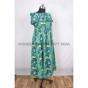 Vestido Informal Cómodo para Fiesta en la Playa, Color Verde Salvia, Vestido Indio de Verano para Mujer, Vestido Largo de Algodón con Estampado Floral - Product Image 5
