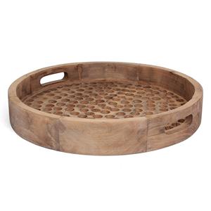 Bandeja de servicio de forma redonda de nuevo aspecto hecha de madera, accesorios de cocina, vajilla, bandeja de uso, nueva llegada disponible al precio más barato - Product Image 1