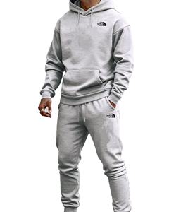 ชุดลำลองผู้ชายไซส์ใหญ่แบบสองชิ้น เสื้อฮู้ดผ้าฟลีซ กางเกงขายาว สีพื้น ผ้าฝ้าย 100% มีกระเป๋า สไตล์สตรีทแวร์ สำหรับฤดูใบไม้ร่วงและฤดูหนาว - Product Image 1