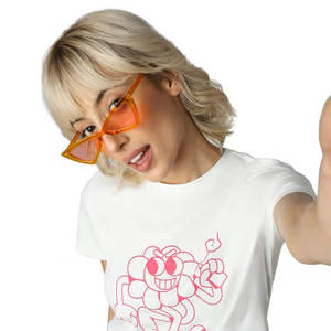 เสื้อยืดสตรีคอกลมแขนสั้นผ้าคอตตอนน้ำหนักเบาพิมพ์ลายสีขาวสำหรับสวมใส่ในชีวิตประจำวัน - Product Image 6