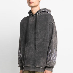 Sudadera con Capucha de Primera Calidad con Lavado Ácido para Hombre, Moderna, Talla Grande, Diseño Sólido, Teñido Liso, Transpirable, con Capucha para Invierno - Product Image 3