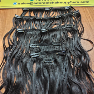 Extensions de cheveux naturelles droites à clipser les mieux notées-5 pièces et 7 pièces cheveux humains 100% à double tirage - Product Image 5