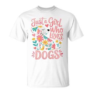 Maglietta 'Semplicemente una Ragazza che Ama i Cani' per Amanti dei Cani, Regalo Promozionale per Proprietari di Cani - Product Image 1