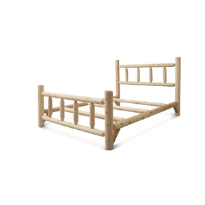 Mộc Mạc chưa hoàn thành Cedar log Nữ Hoàng giường với đầu giường & footboard thiết kế truyền thống chưa hoàn thành tự nhiên khung giường bằng gỗ - Product Image 1