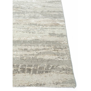 Alfombra Rectangular Kavi Gris y Negra, Tejida a Mano con Lana y Seda de Bambú, Diseño Teoría del Caos, Estilo Boho, para el Hogar o Pasillo, Modelo Esk-433 - Product Image 4