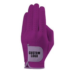 Gant de golf en microfibre violette pour droitier, logo personnalisé, fermeture auto-agrippante antidérapante, unisexe - Product Image 1