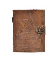 Carnet personnalisé en cuir rigide avec motif corbeau, reliure thermique, logo personnalisé - Cahier créatif