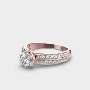 Anillo de compromiso de dos filas de oro sólido de 14 quilates 2,0 CTW diamante cultivado en laboratorio IGI certificado para regalos de aniversario de boda joyería del Día DE LA MUJER - Product Image 4