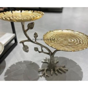 Elegant Look Gold Plated Premium Quality Metal And White Color Powder Coated 2 <b>Tier</b> <b>Cake</b> <b>Stand</b> For Wedding And Anniversaries - Product Image 4