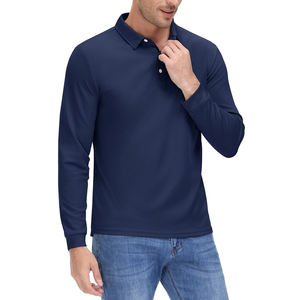 Camisas Polo para Hombre de Secado Rápido, para Golf, Deporte, Casual, Trabajo en Equipo, Manga Larga, Azul Marino, Camisa Polo Personalizada para Hombre - Product Image 2