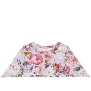 พอช พีนัท ปารี 2 ชิ้น เสื้อแขนยาวสีม่วงอ่อน/สีพาสเทลลายดอกไม้ พร้อมกางเกงบานระบายสำหรับเด็กผู้หญิง ผ้าฝ้าย 100% ไซส์ 18-24 เดือน - Product Image 2