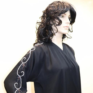 Abaya Kaftan de conception marocaine magnifique de Dubaï 2022, noir, fait à la main, décontracté, moderne, vêtements musulmans pour femmes adultes, matière Nida - Product Image 1