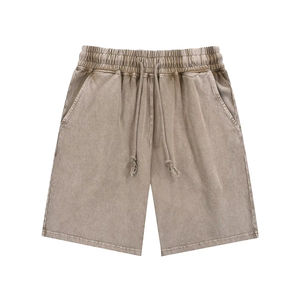 Shorts unisexes surdimensionnés en coton 100% de haute qualité, lavage à l'acide vintage, mode 2025, 340 g/m², vente chaude, motif uni - Product Image 2