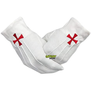 Masonic Regalia 100% algodón blanco artesanía masónico cuadrado y brújula masónico Grand Lodge guantes blancos masonería Regalia accesorio - Product Image 2