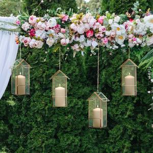 Décorations d'événements 2025, bougeoirs en laiton doré pour la suspension et la décoration de tables de mariage - Product Image 2