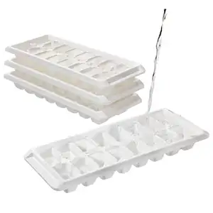 2023 New Arrival Plastic Ice Cube Trays Easy Press Four white stackable ice cube trays at wholesale price