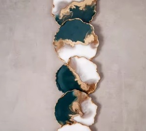 Magnifique Dessous de Verre en Résine Noire avec Oeuvre en Feuille d'Or Dessous de Verre Artistique pour Salle à Manger, Salon et Bureau d'Inde - Product Image 4