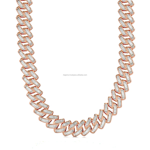 High Quality Custom Miami Hip Hop VVS Moissanite Diamond Necklace with <b>Rope</b> <b>Chain</b> Bezel Setting Yellow Gold From India Gift - Product Image 1