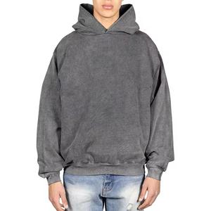 Sudadera con capucha con cremallera personalizada de algodón 100% para hombres de peso pesado, lavado ácido desteñido por el sol, tela térmica transpirable, patrón de estampado desgastado, Invierno - Product Image 1