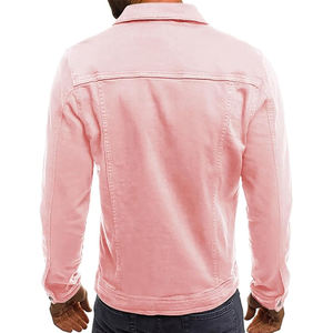 Veste en jean brodée sur mesure pour hommes, droite, style américain, vintage, délavé, col tournant, poches cargo tissées hip hop pour - Product Image 3