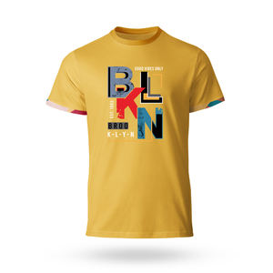 Camiseta de algodón informal para hombre, estampado de letras en negrita, manga corta, ajuste cómodo, ropa de calle de verano, tejido de punto para uso diario - Product Image 5